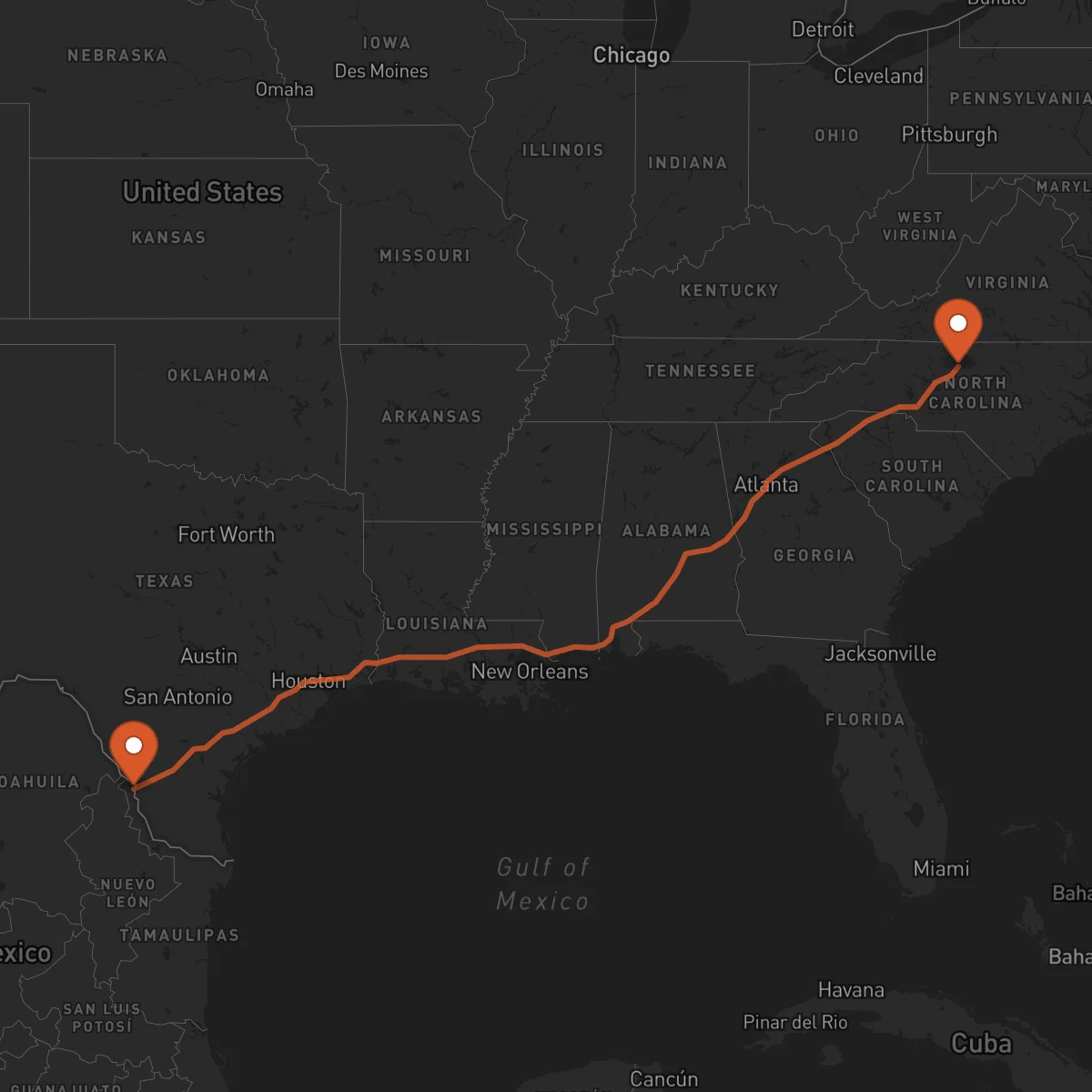 Ruta Nuevo Laredo - Greensboro
