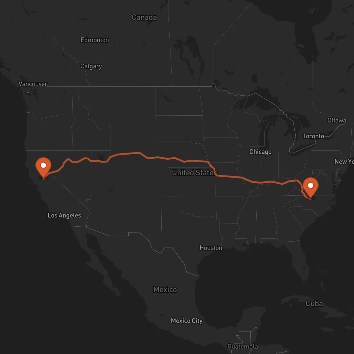 Ruta Sacramento - Greensboro