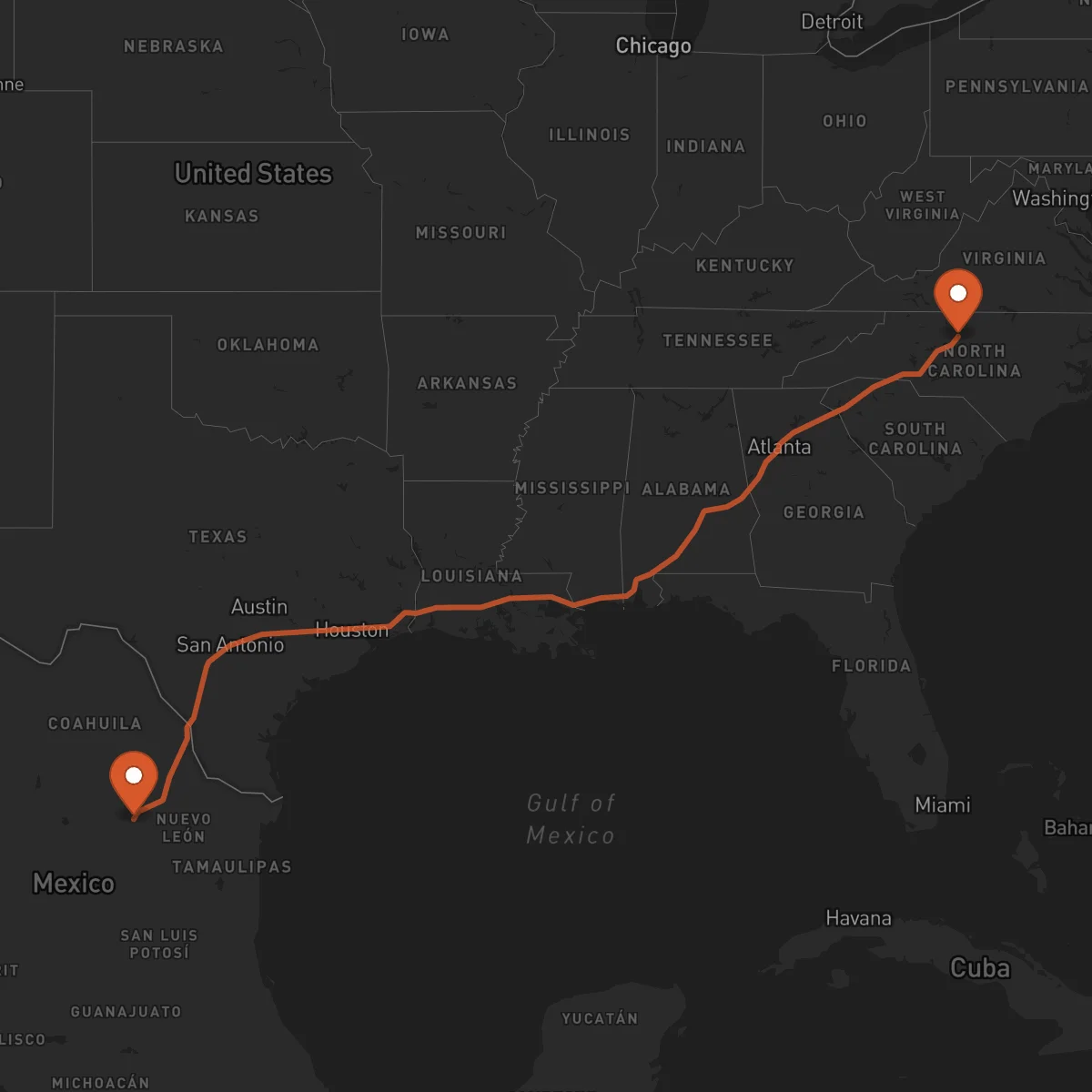 Ruta Saltillo - Greensboro