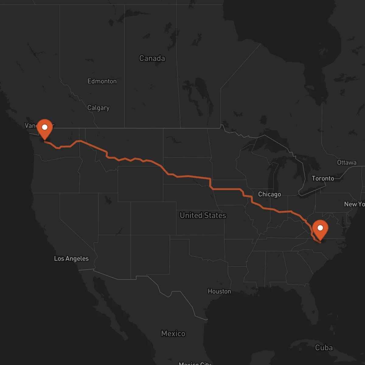 Ruta Seattle - Greensboro