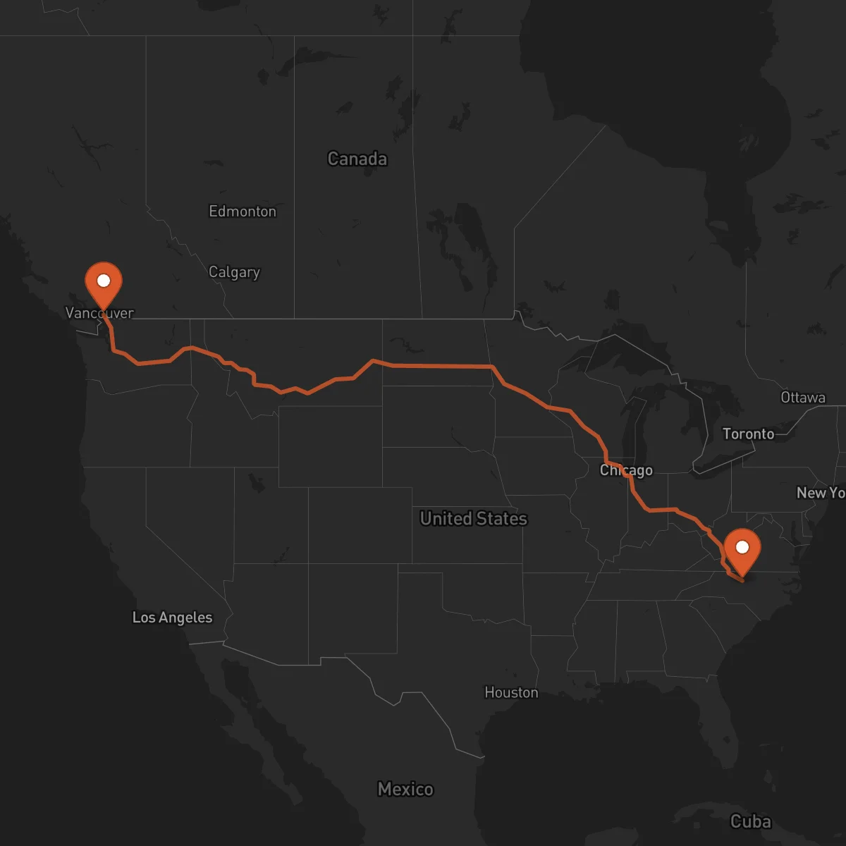 Ruta Surrey - Greensboro