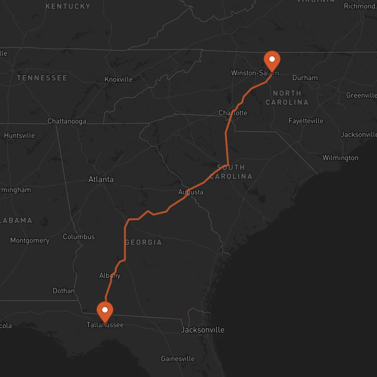 Ruta Greensboro - Tallahassee