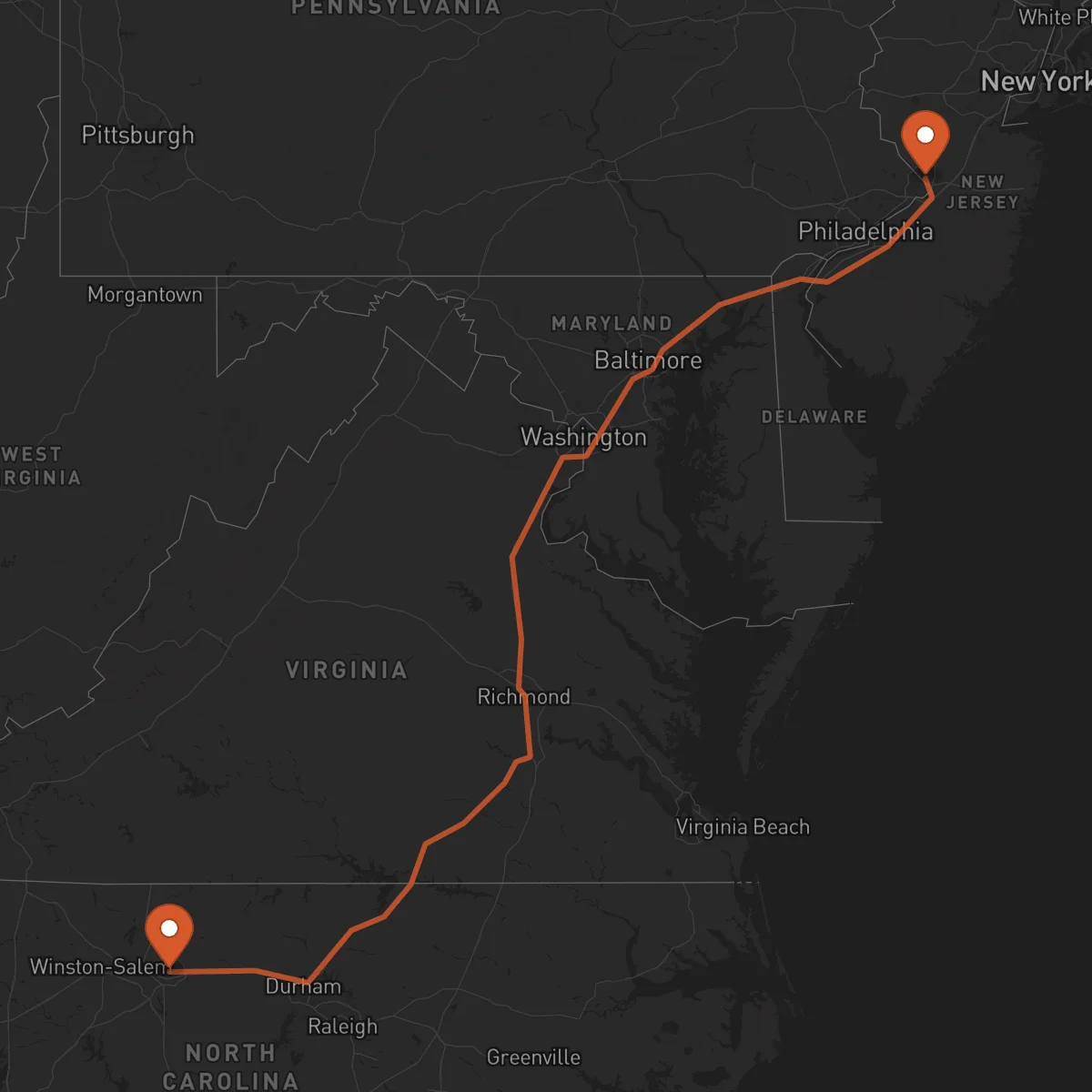 Ruta Trenton - Greensboro