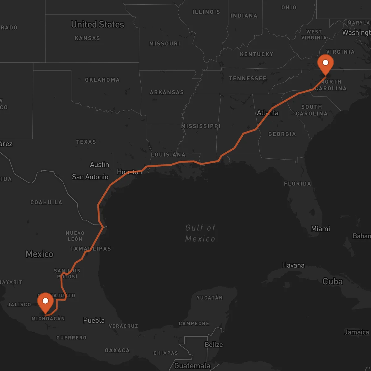 Ruta Uruapan - Greensboro
