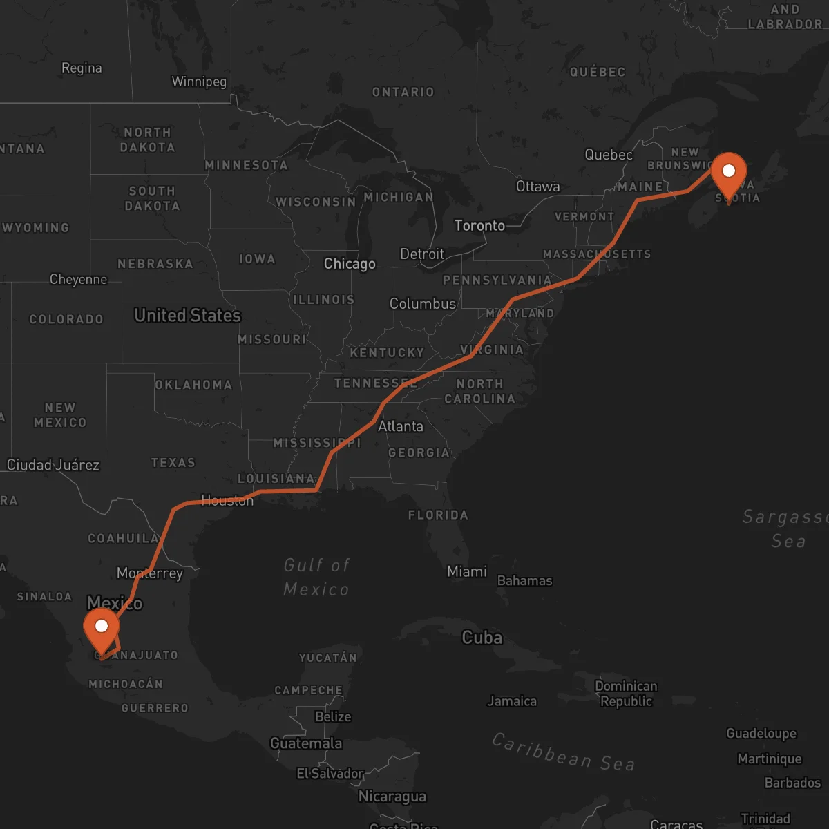 Ruta Guadalajara - Halifax