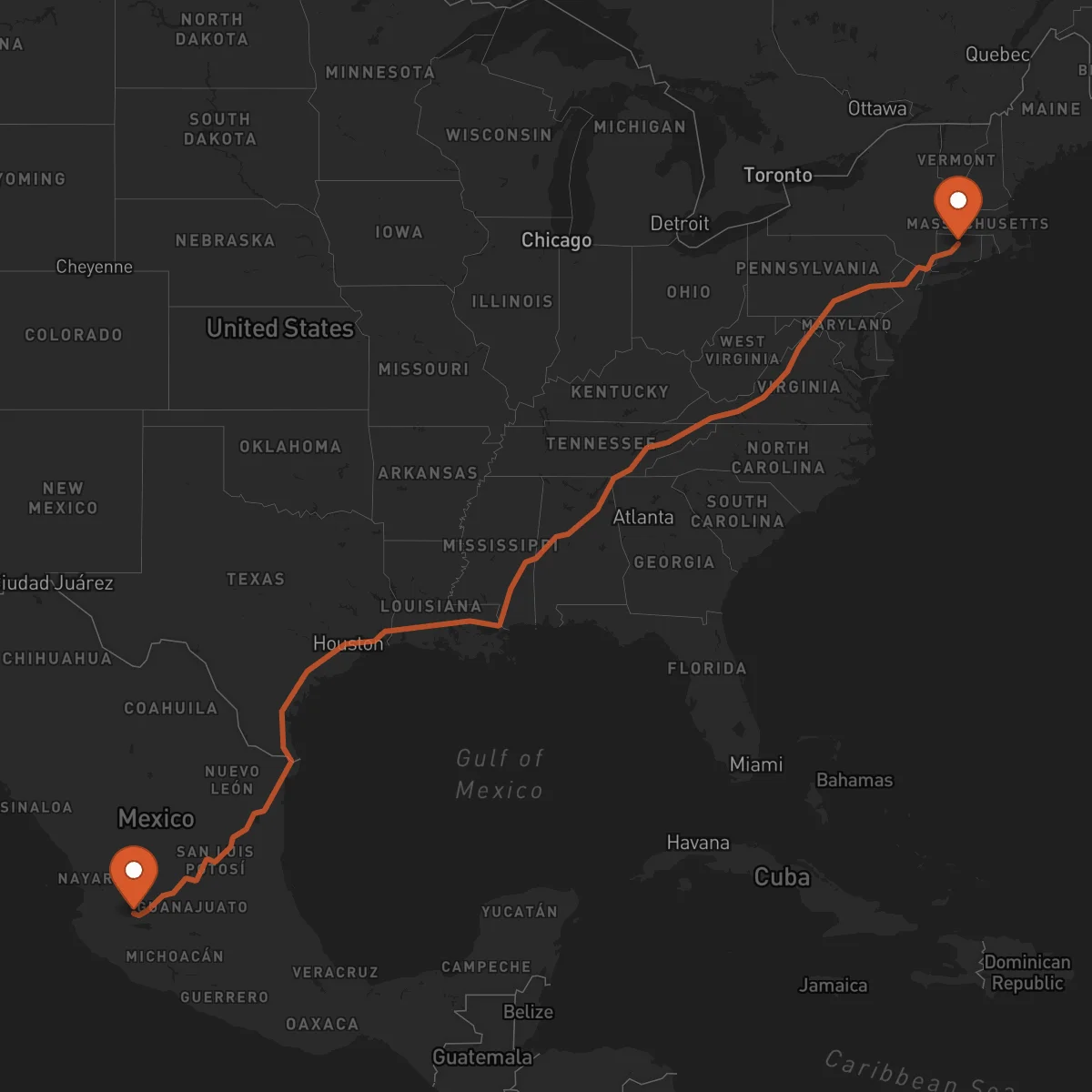 Ruta Hartford - Guadalajara