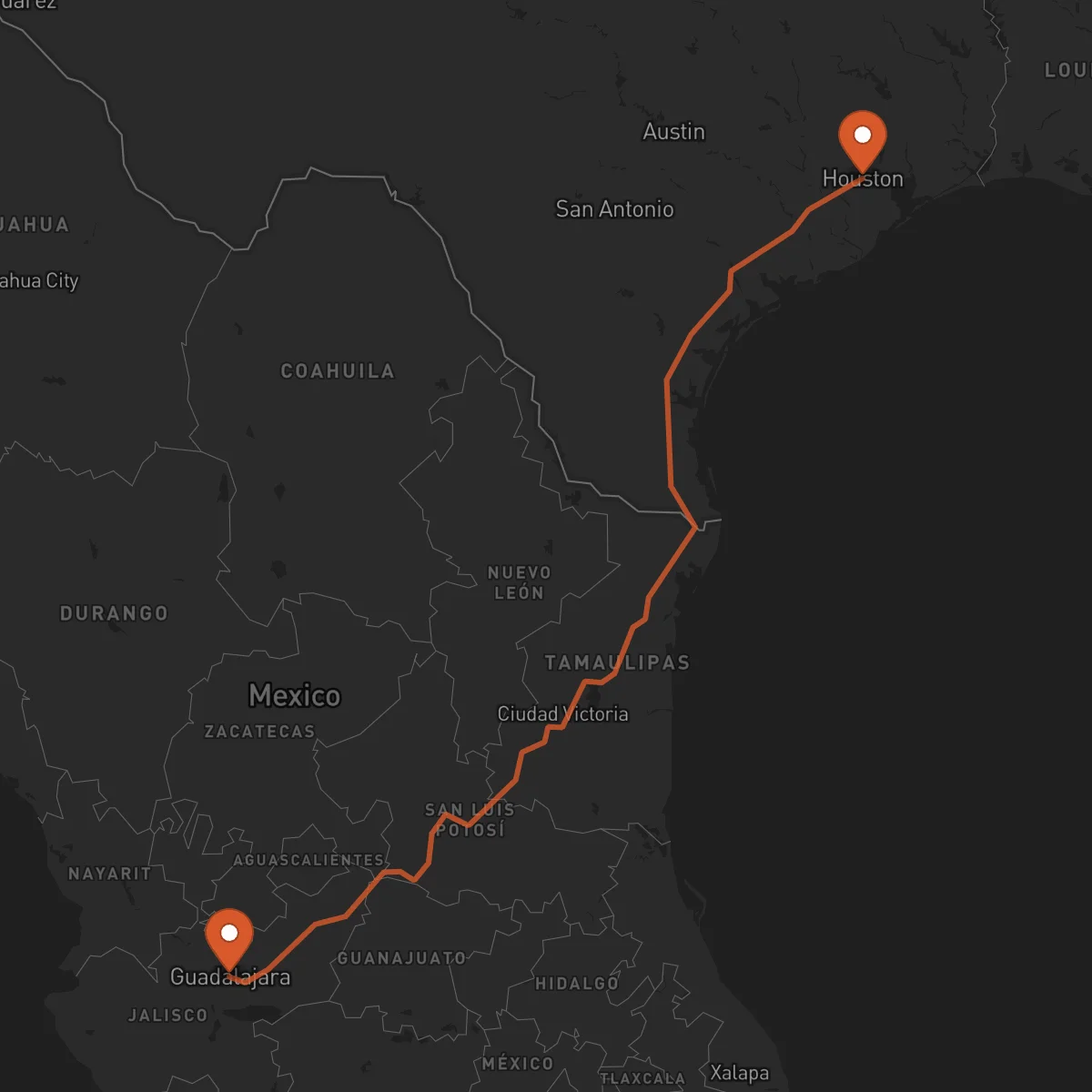 Ruta Guadalajara - Houston