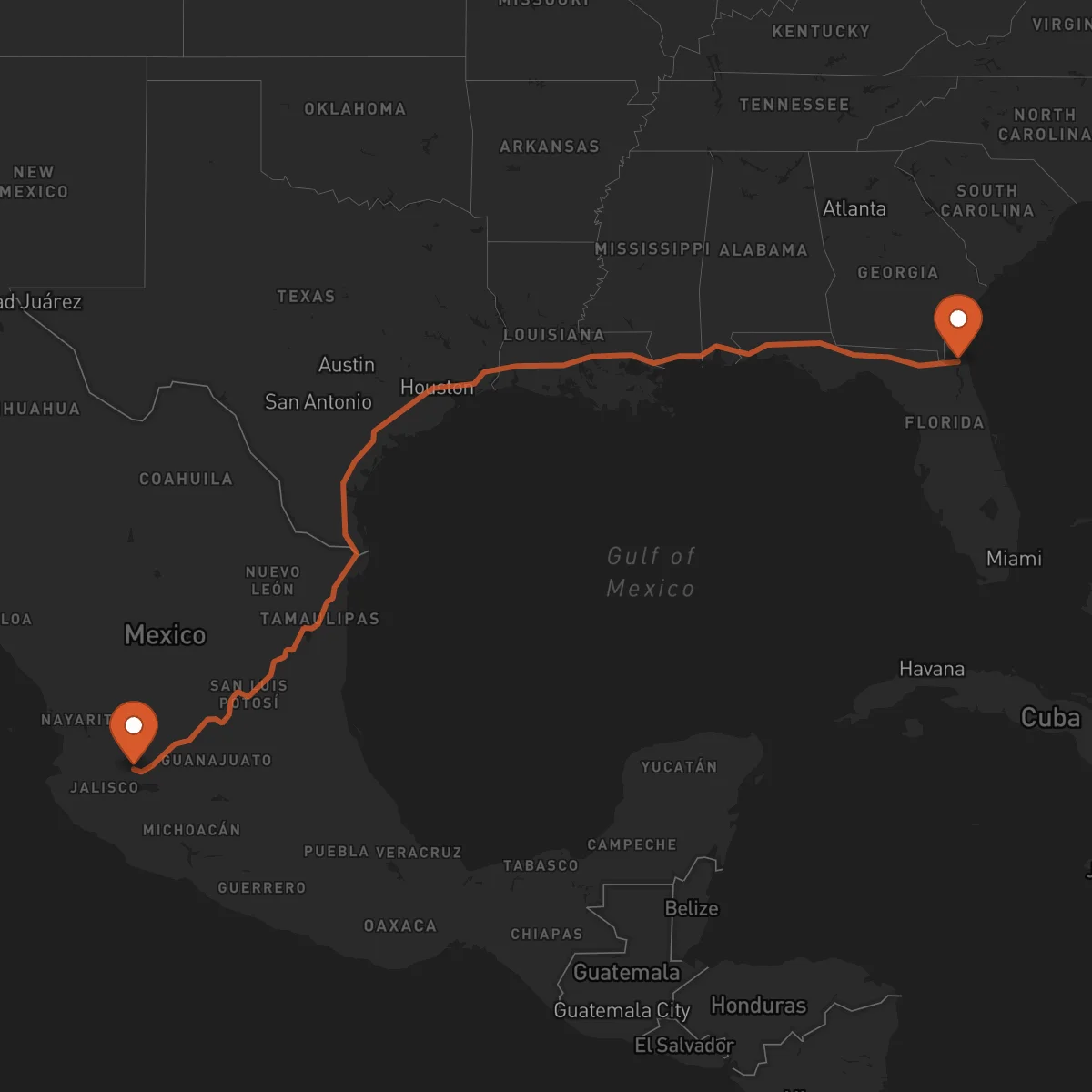 Ruta Guadalajara - Jacksonville