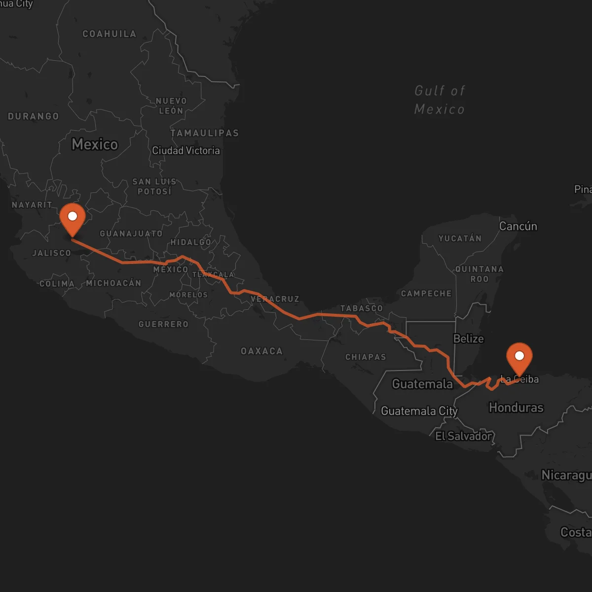 Ruta Guadalajara - La Ceiba