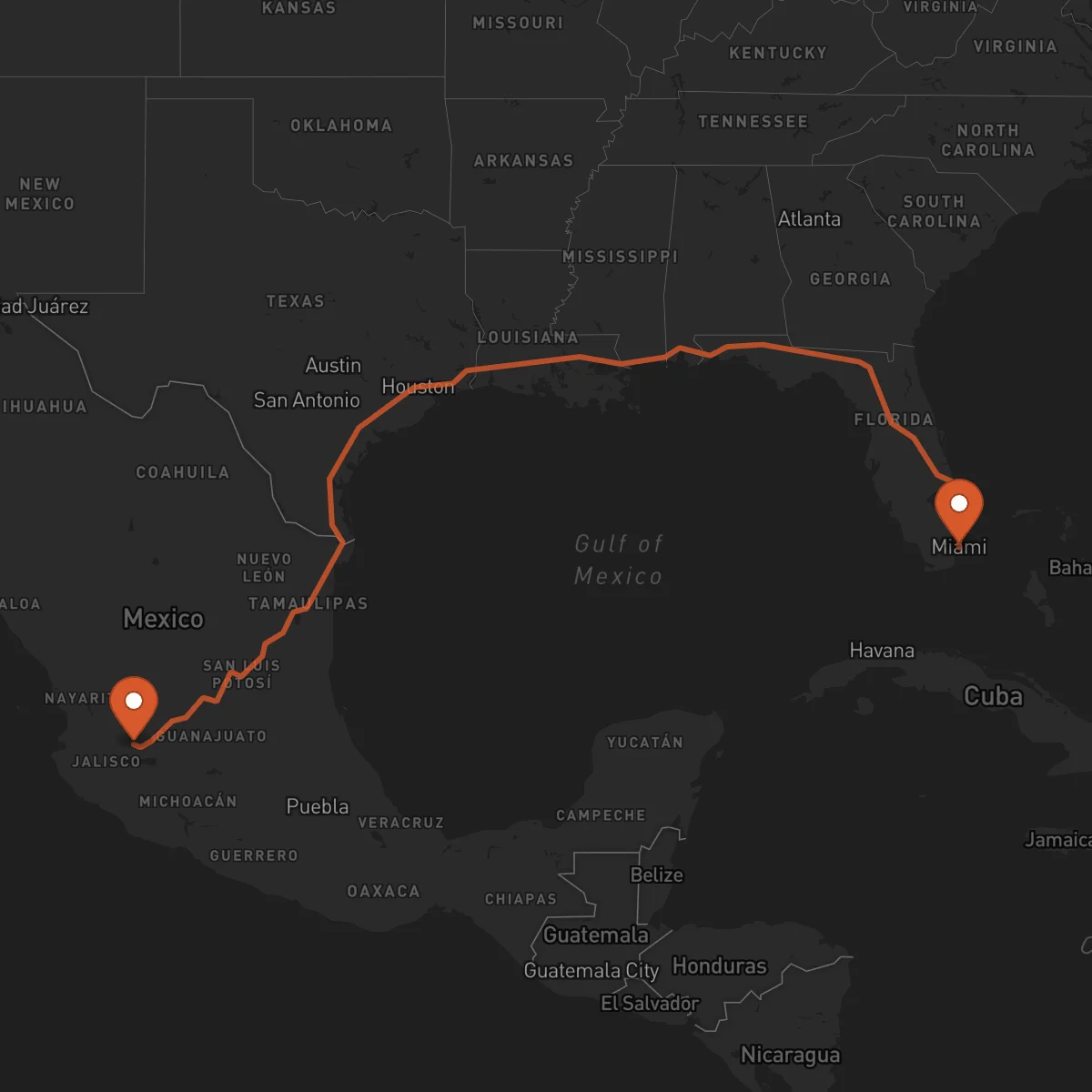 Ruta Miami - Guadalajara