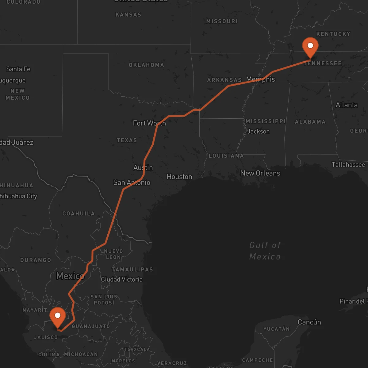 Ruta Guadalajara - Nashville