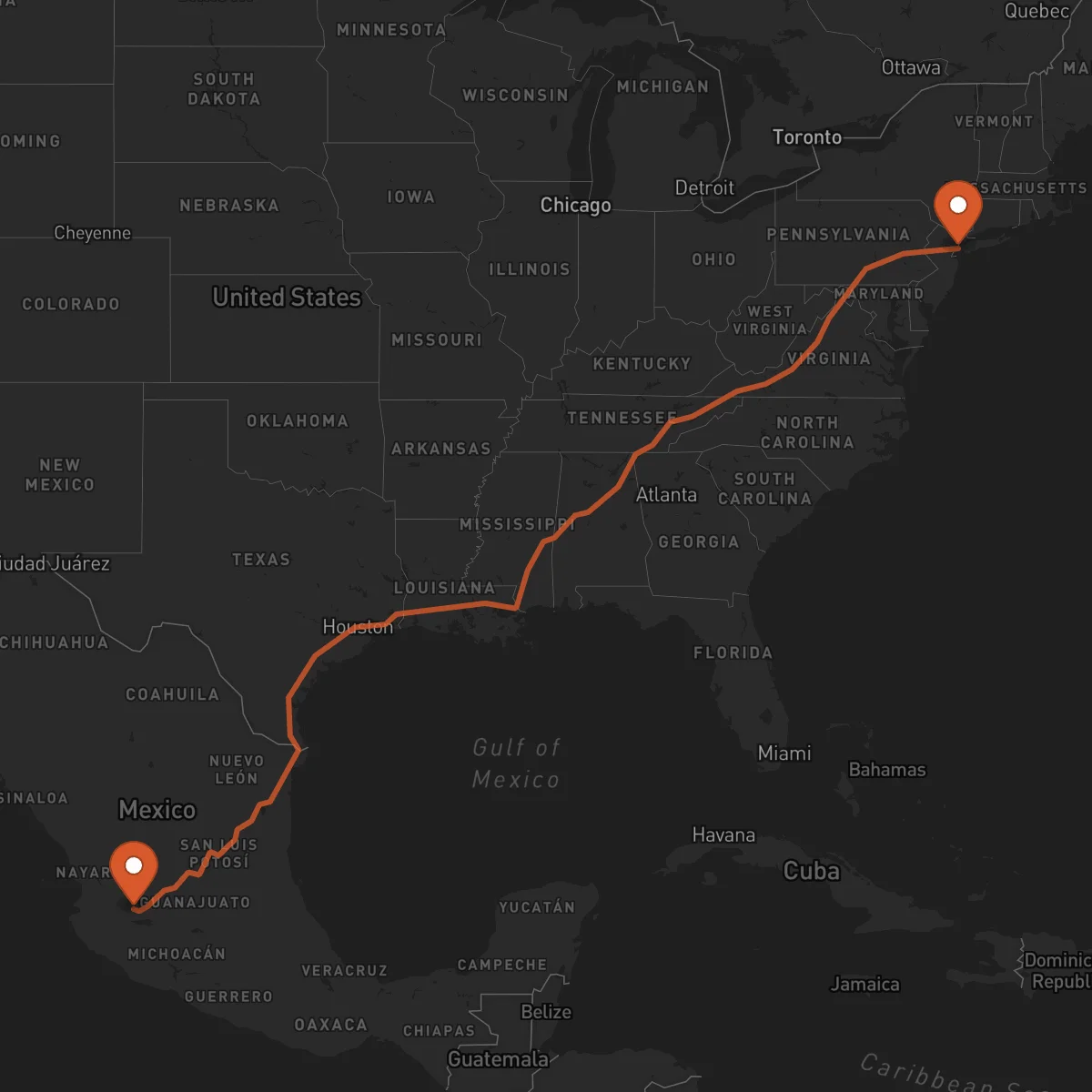 Ruta Guadalajara - Nueva York