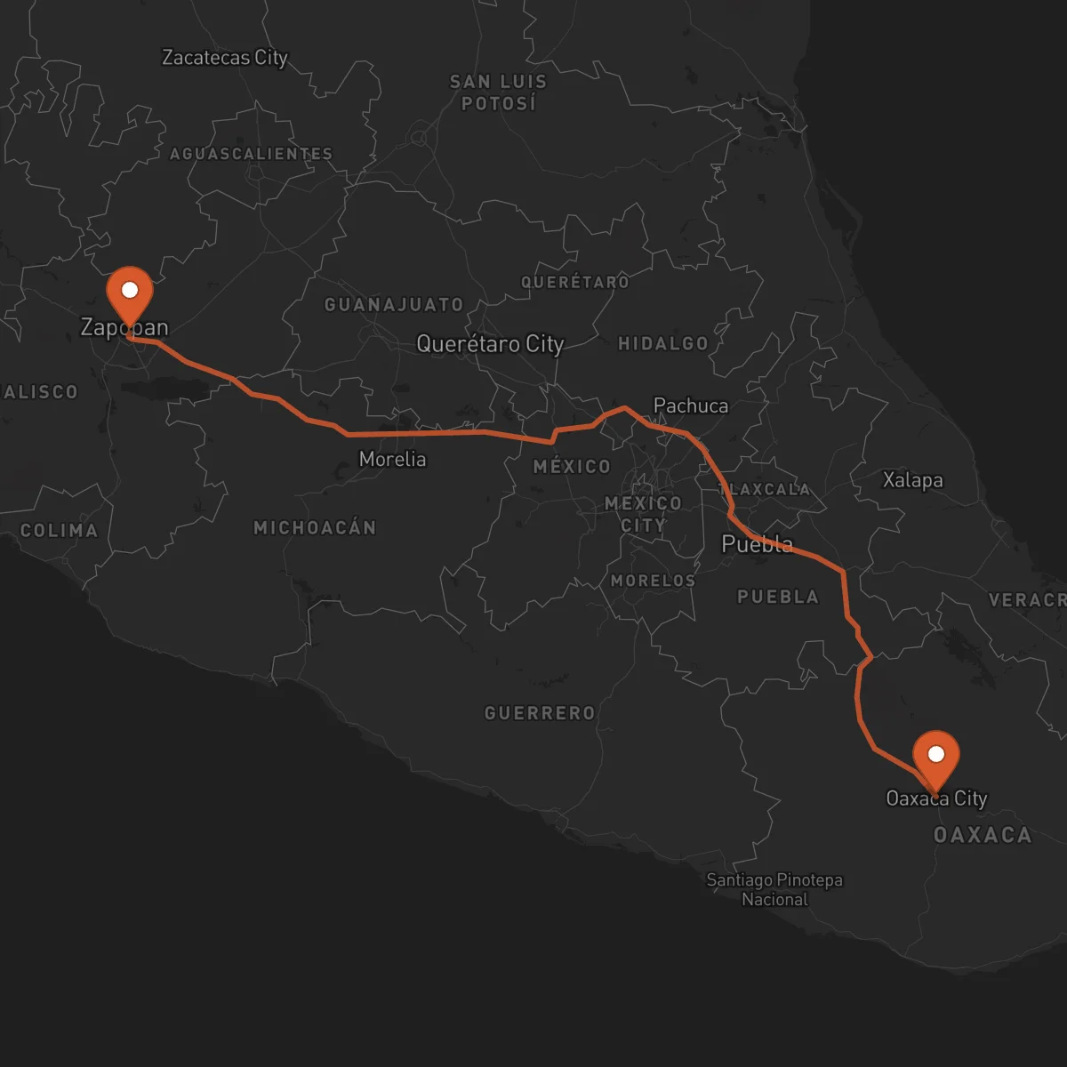 Ruta Guadalajara - Oaxaca de Juárez