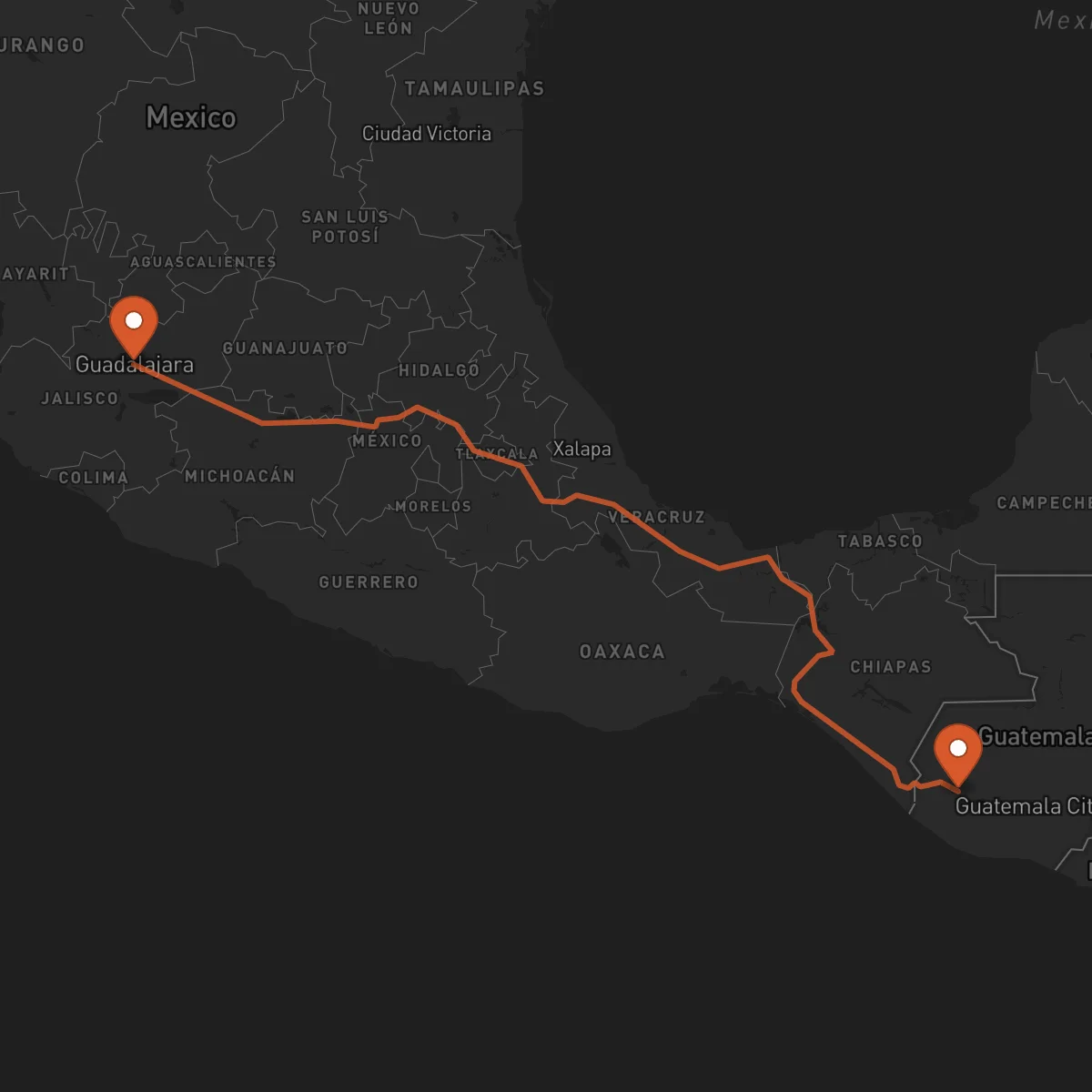 Ruta Quetzaltenango - Guadalajara