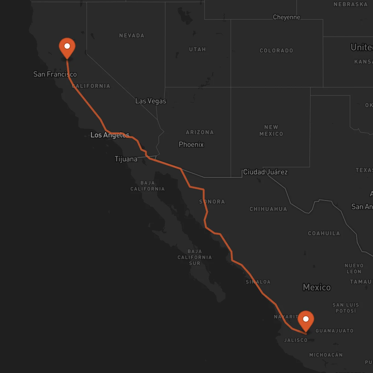 Ruta Guadalajara - Sacramento