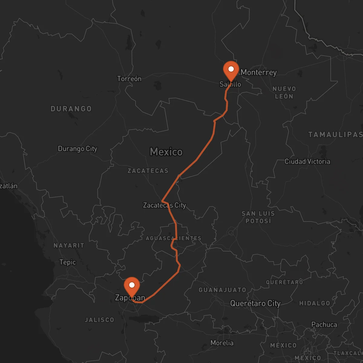 Ruta Saltillo - Guadalajara