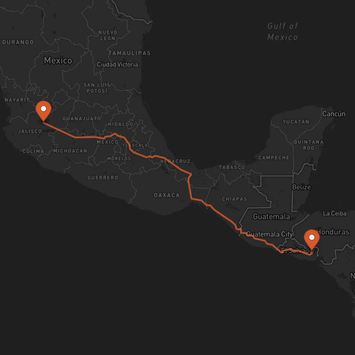 Ruta San Francisco Gotera - Guadalajara