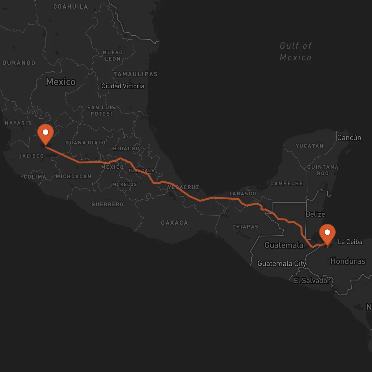 Ruta San Pedro Sula - Guadalajara