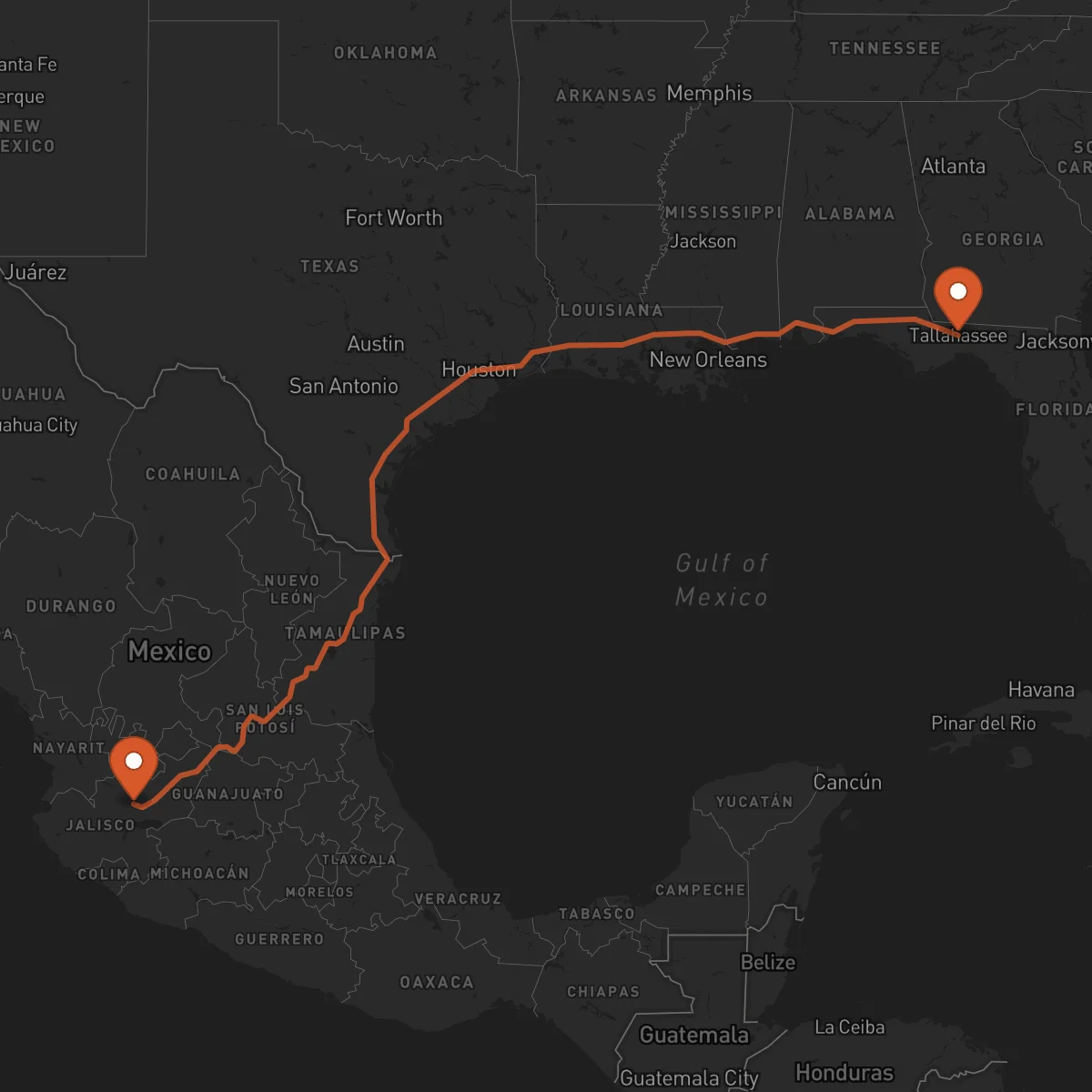 Ruta Guadalajara - Tallahassee