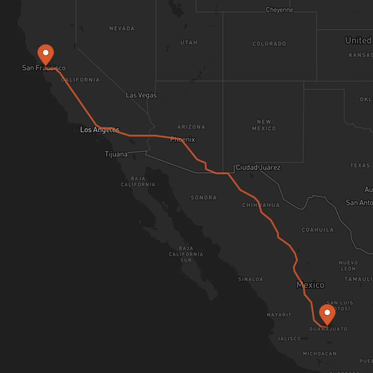 Ruta Oakland - Guanajuato