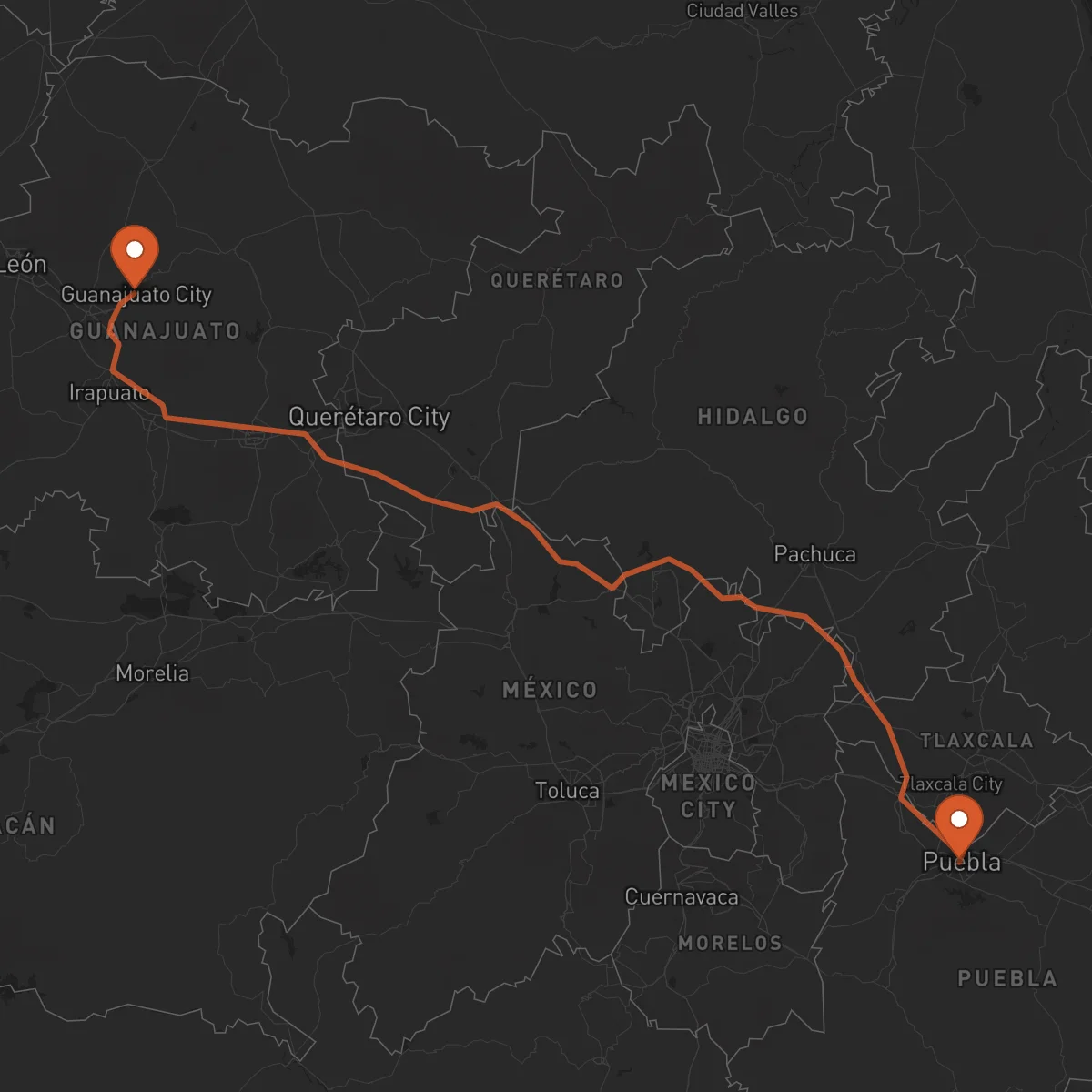 Ruta Guanajuato - Puebla de Zaragoza