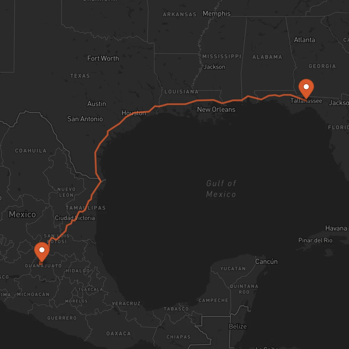 Ruta Tallahassee - Guanajuato