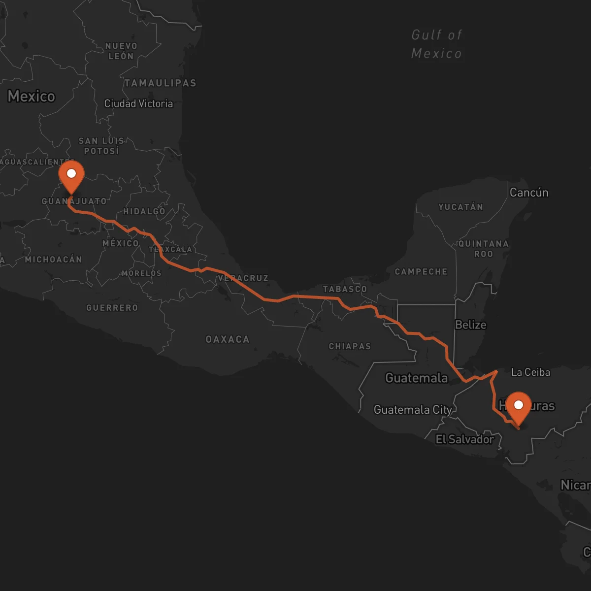 Ruta Tégucigalpa - Guanajuato