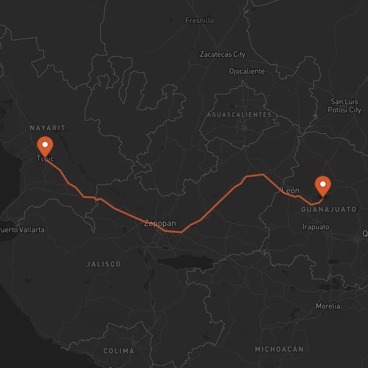 Ruta Tepic - Guanajuato