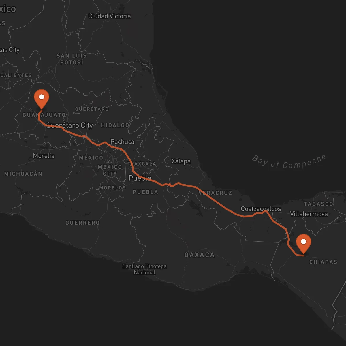 Ruta Tuxtla Gutiérrez - Guanajuato