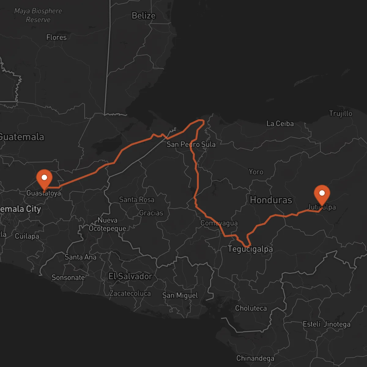 Ruta Juticalpa - Guastatoya