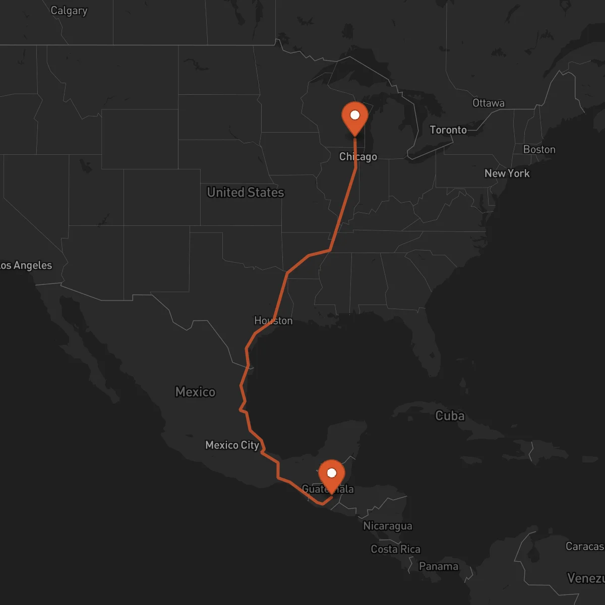Ruta Milwaukee - Guastatoya