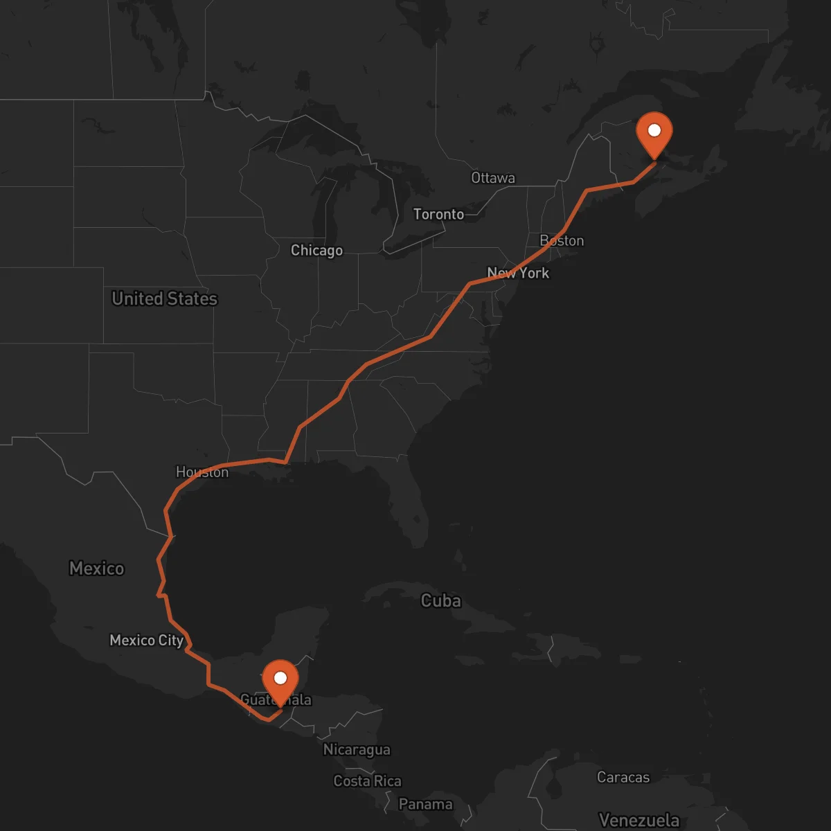 Ruta Moncton - Guastatoya