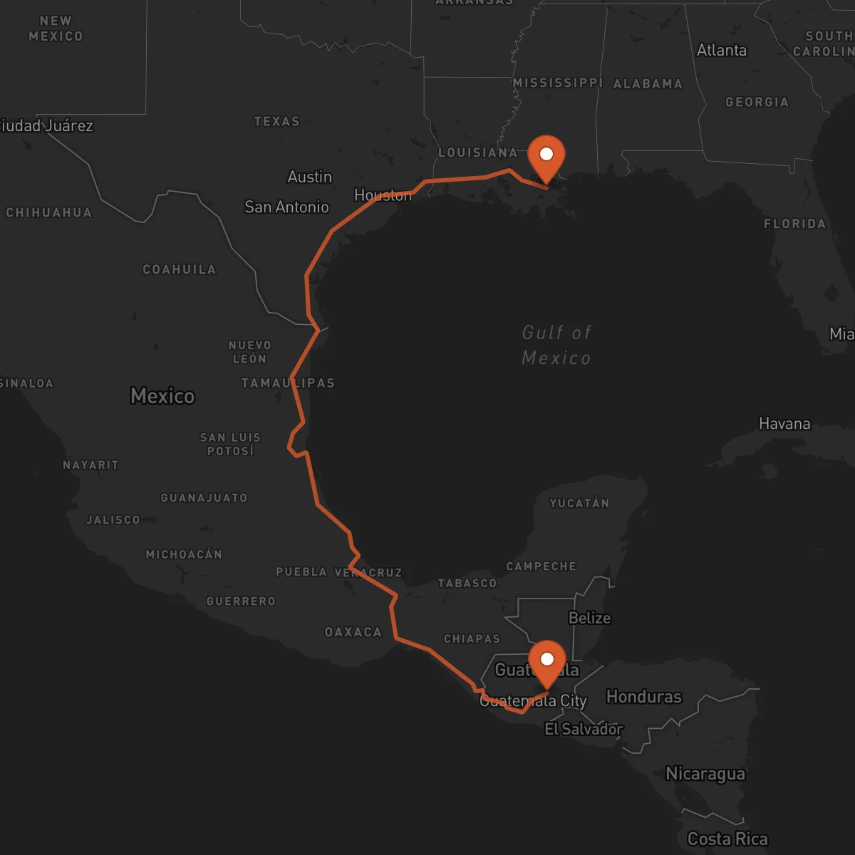 Ruta Guastatoya - New Orleans