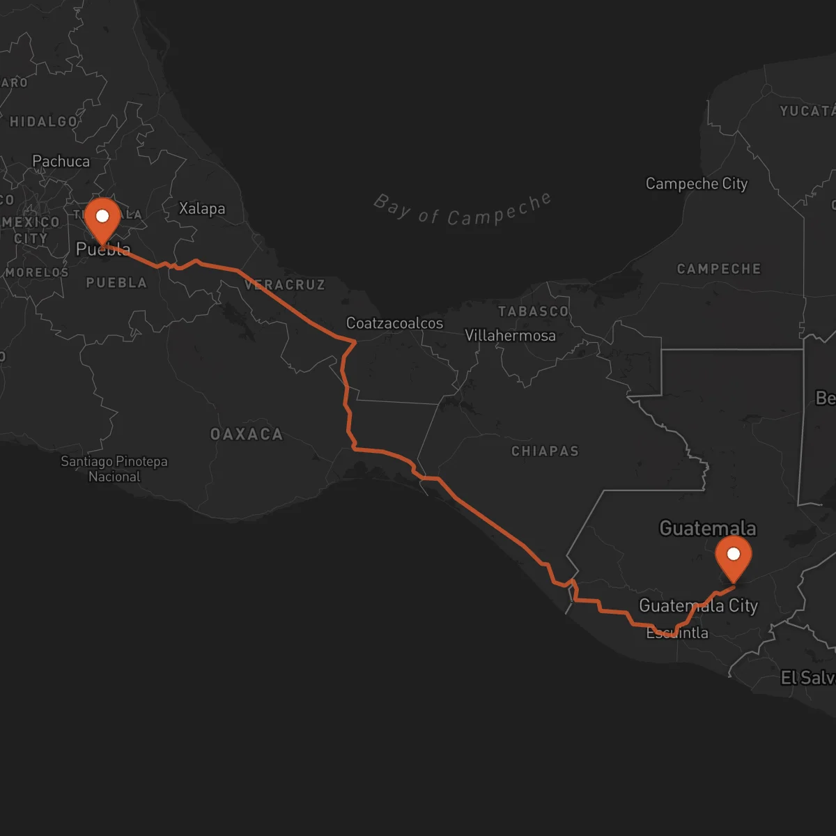 Ruta Puebla de Zaragoza - Guastatoya