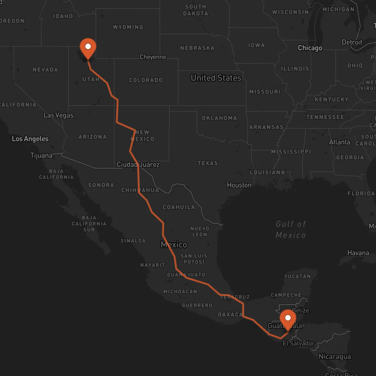 Ruta Salt Lake City - Guastatoya