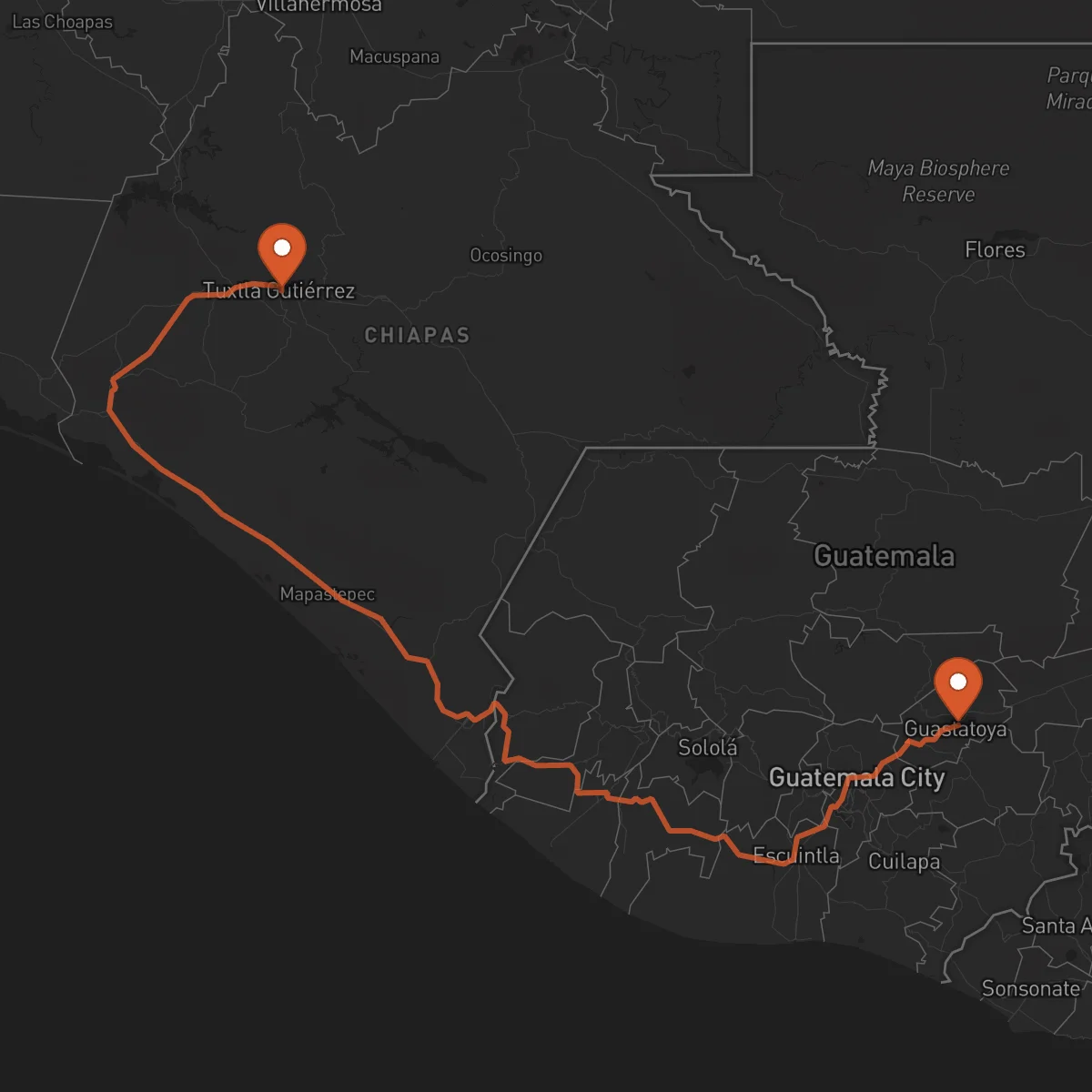 Ruta Guastatoya - Tuxtla Gutiérrez