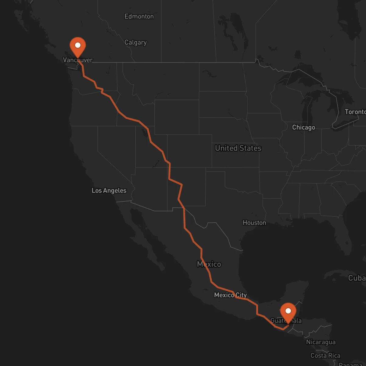 Ruta Vancouver - Guastatoya