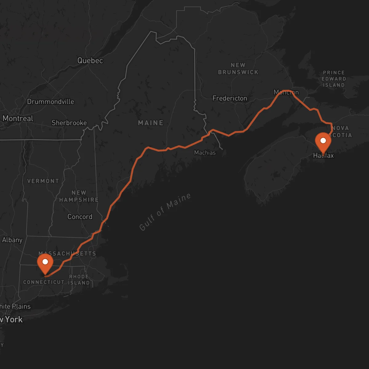 Ruta Hartford - Halifax