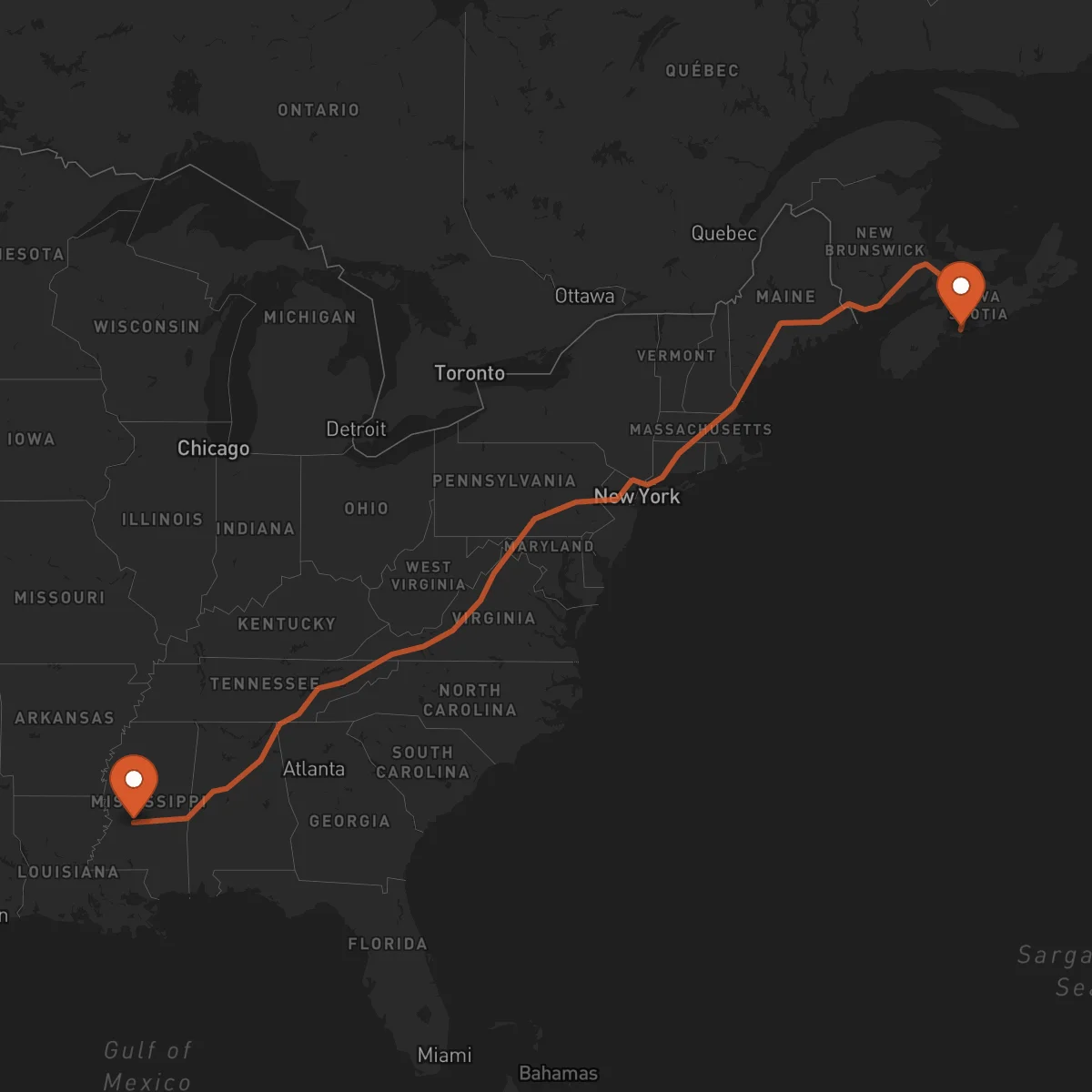Ruta Halifax - Jackson