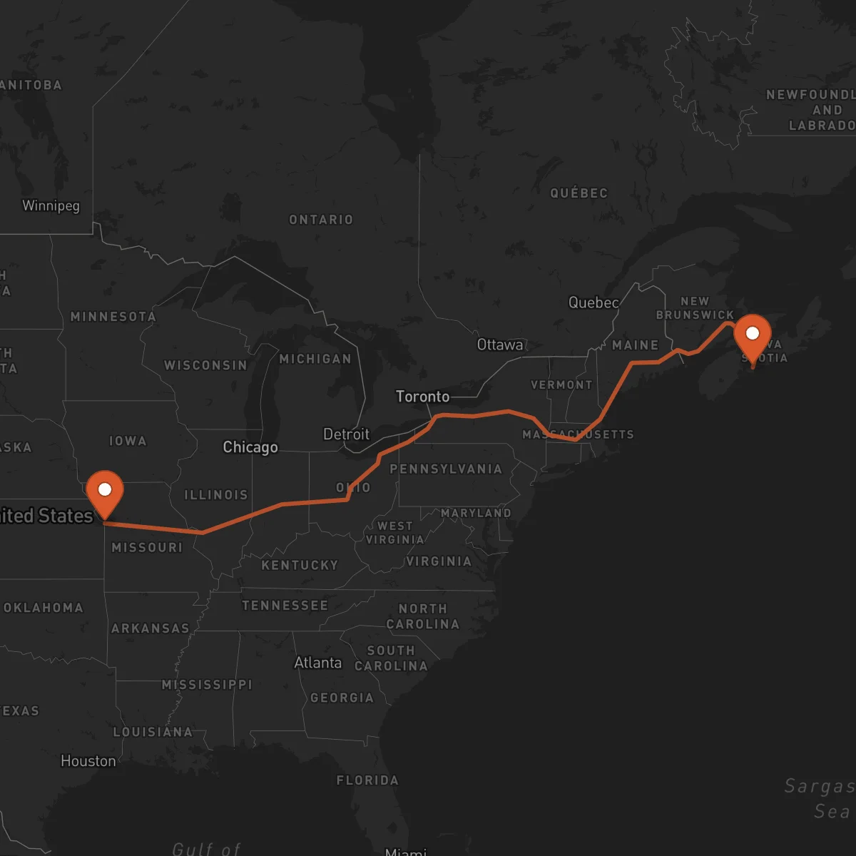 Ruta Kansas City - Halifax