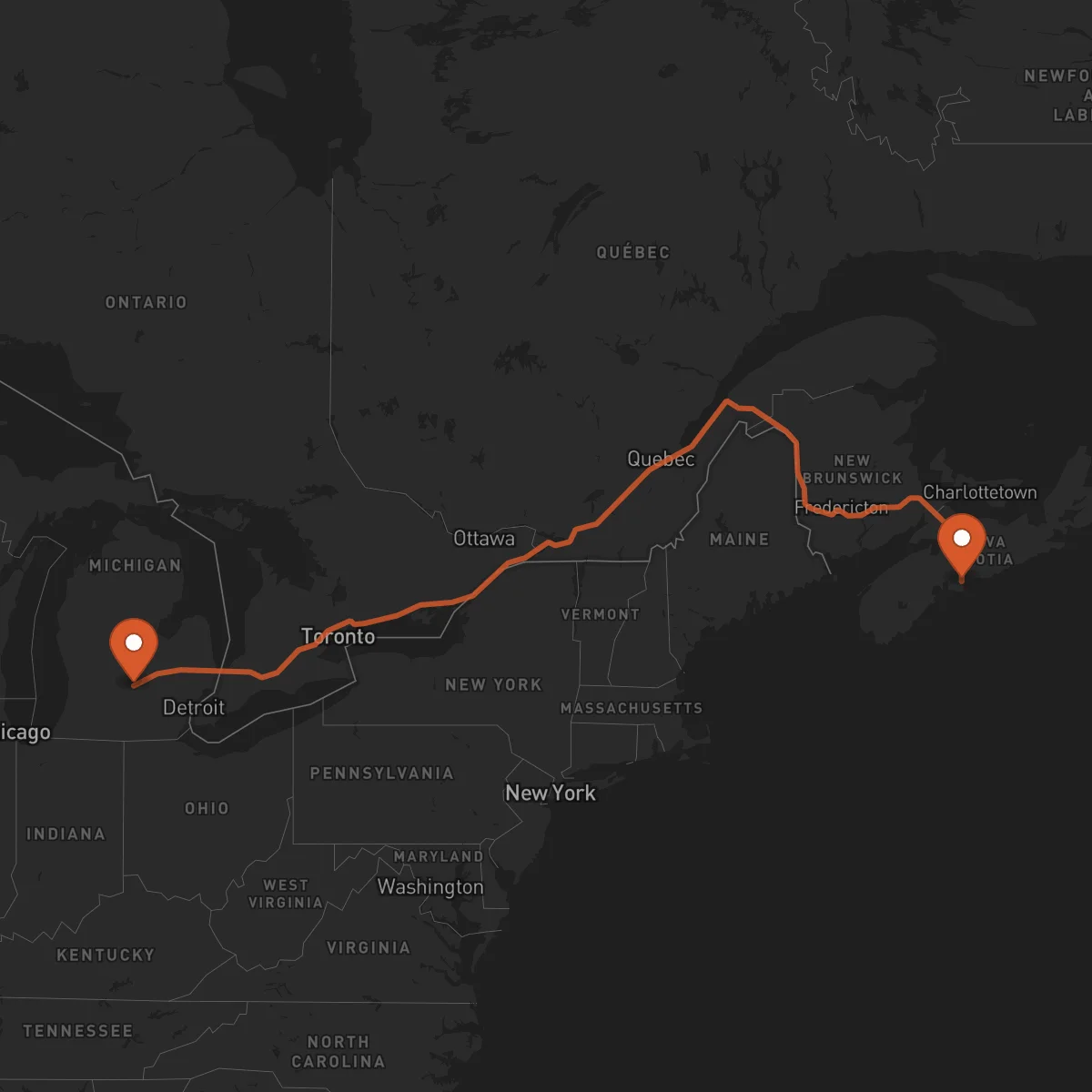 Ruta Lansing - Halifax
