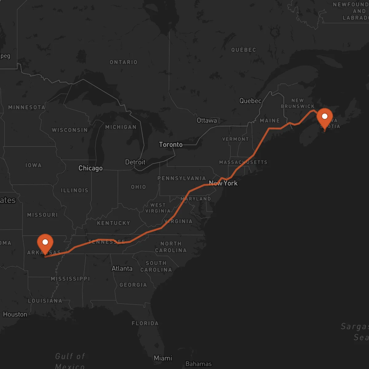 Ruta Little Rock - Halifax