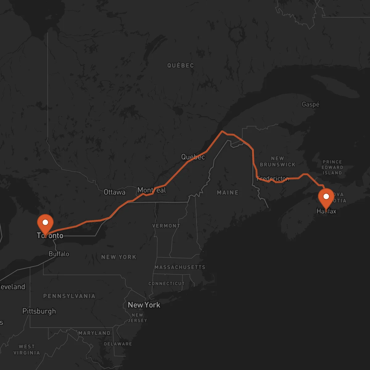 Ruta Mississauga - Halifax