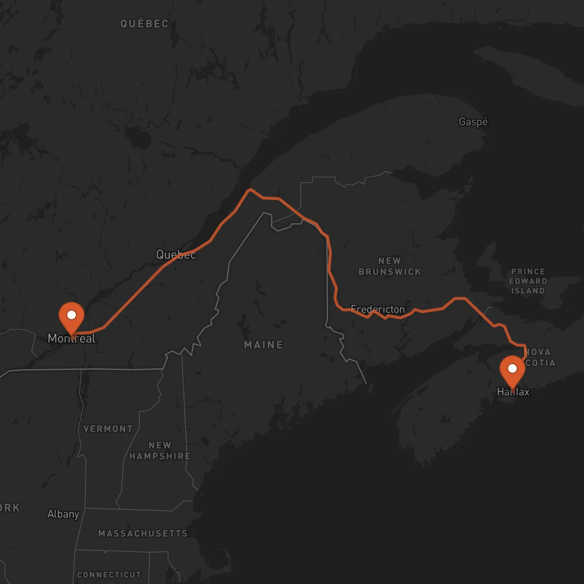 Ruta Montréal - Halifax