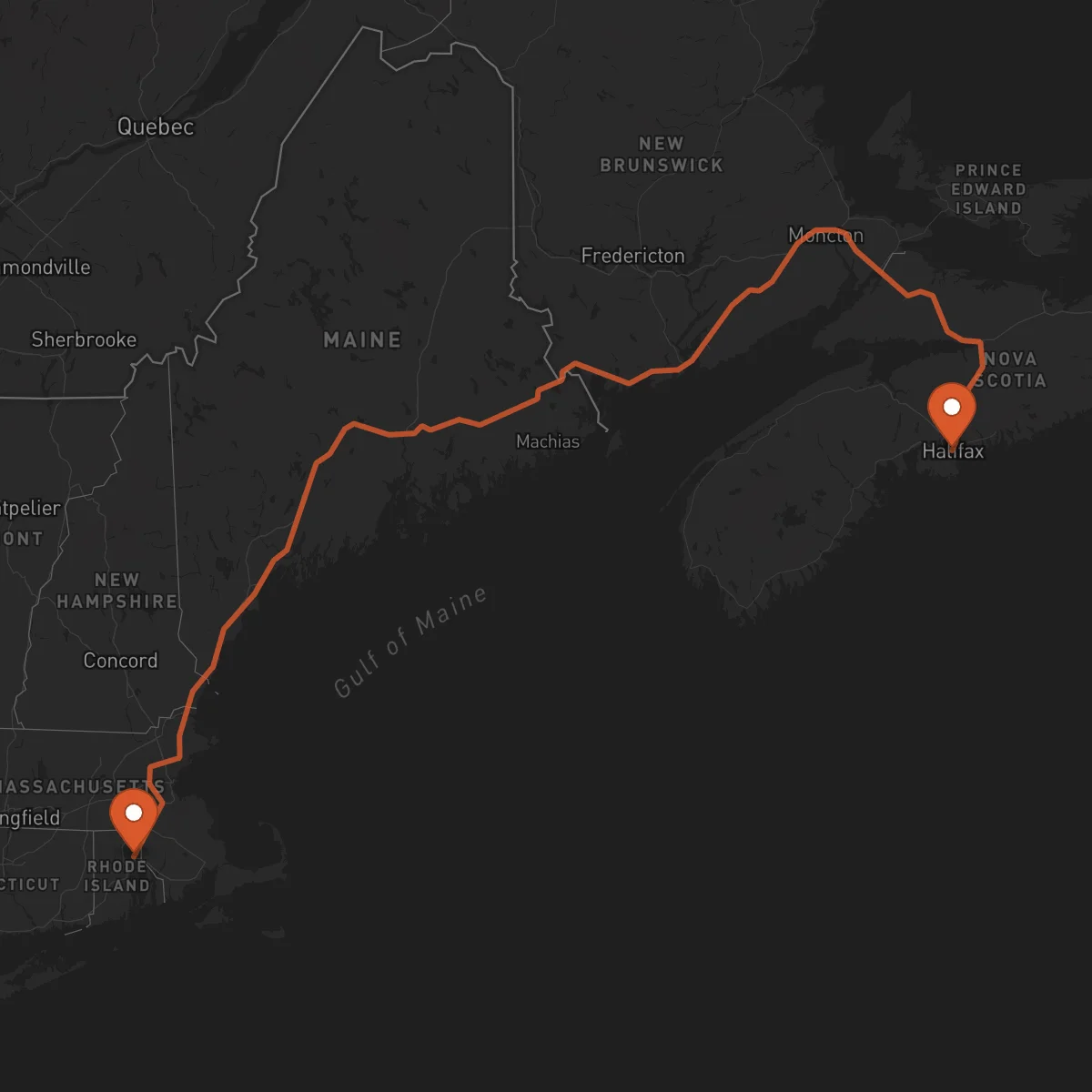 Ruta Providence - Halifax