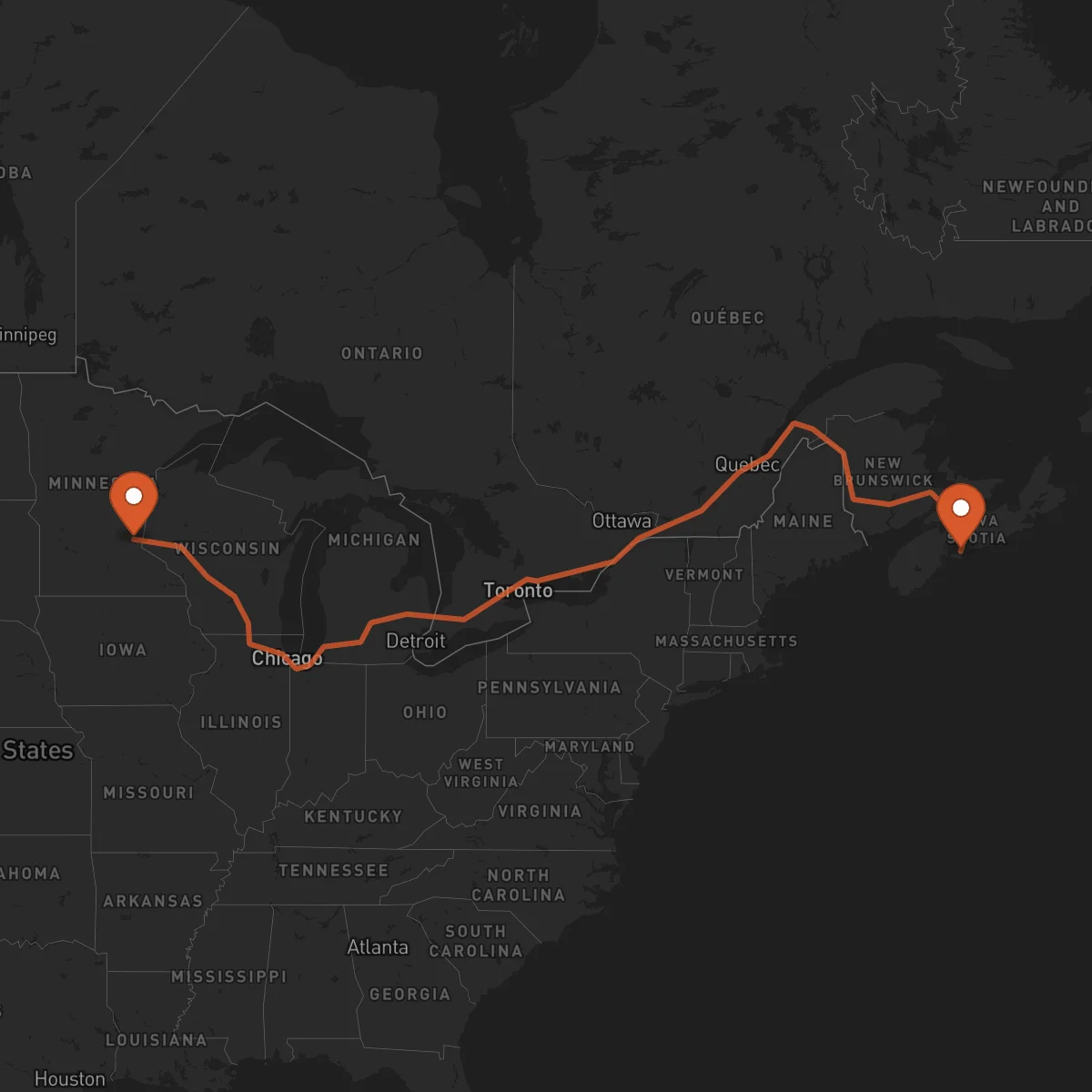 Ruta Saint Paul - Halifax