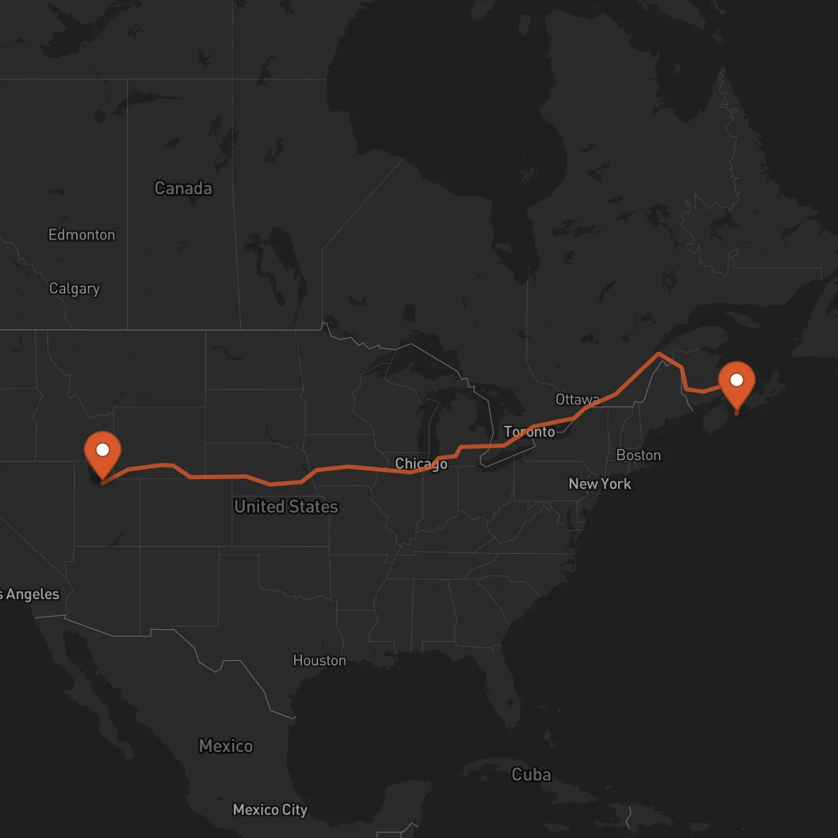 Ruta Salt Lake City - Halifax
