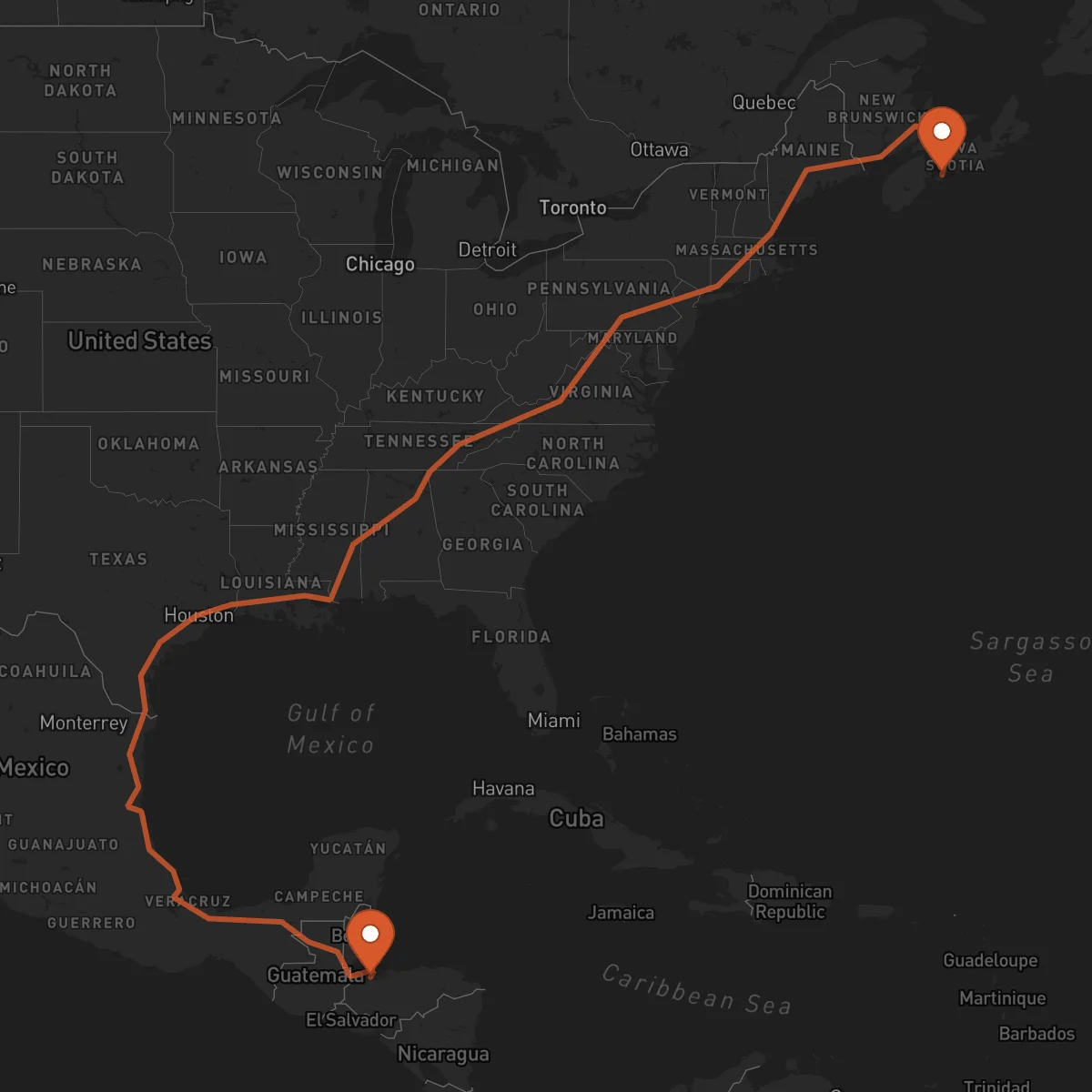 Ruta Halifax - San Pedro Sula