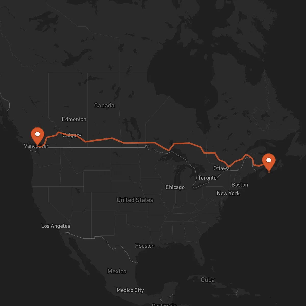 Ruta Surrey - Halifax