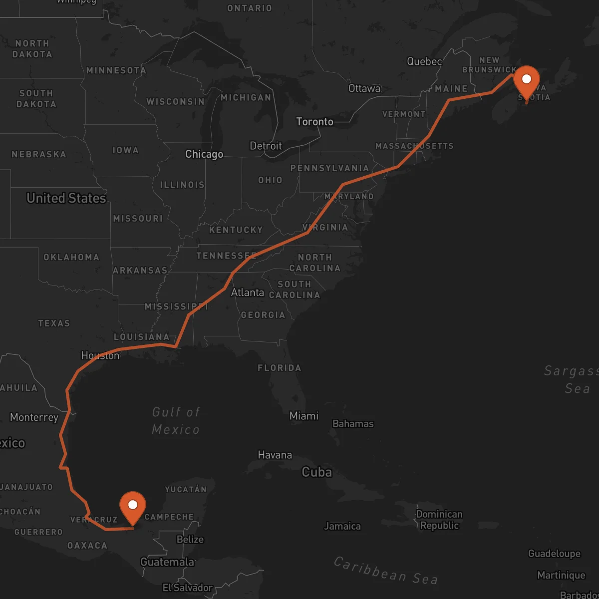 Ruta Villahermosa - Halifax